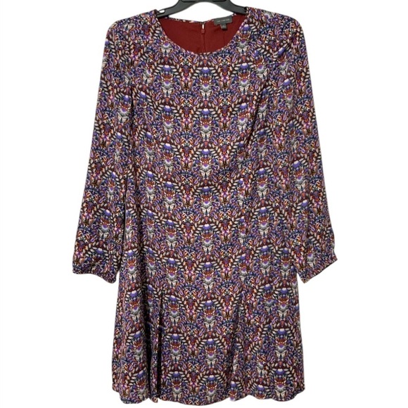 The Limited Paisley Long Sleeve A-Line Flare Purple Boho Drop Waist Dress Sz 12 - Picture 3 of 10